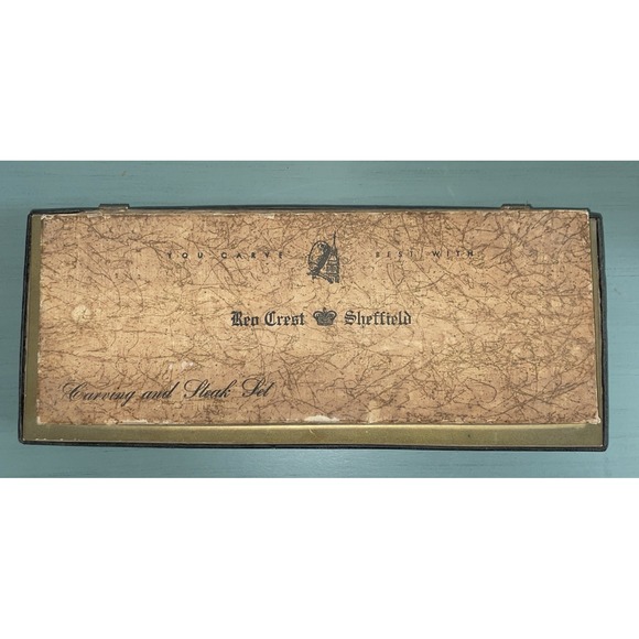 Sheffield Crown Crest Carving‎ Set & Steak Knives